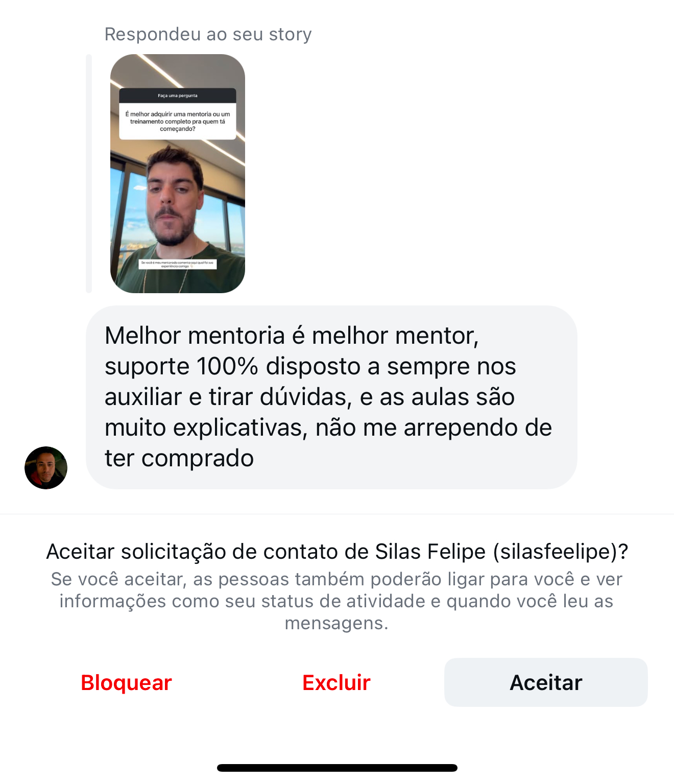 Print de depoimento de aluno da Fórmula de Vendas Online 5