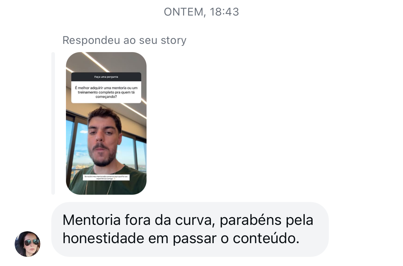 Print de depoimento de aluno da Fórmula de Vendas Online 6